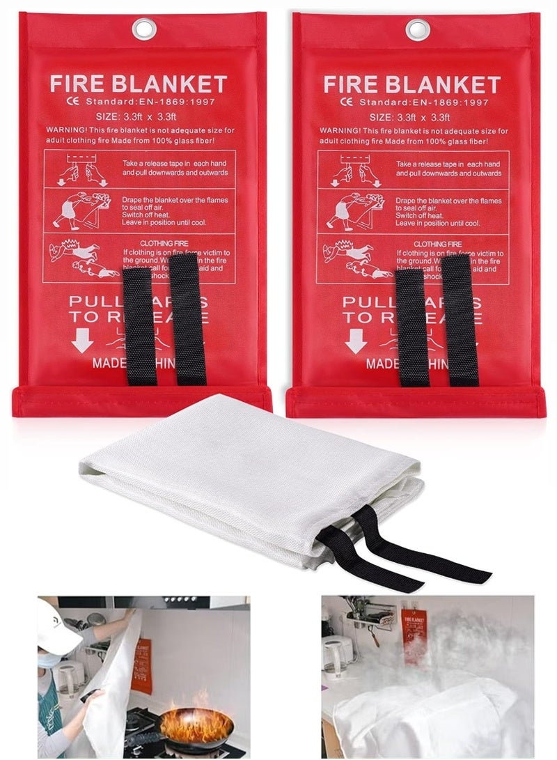 2 Pcs Fire Emergency Blanket,Fire Blanket for Home and Kitchen,Camping Emergency Blankets,Emergency Fire Retardant Blankets for House,Fireproof Blanket Welding Blanket for Kitchen,Grill,BBQ - Image 1